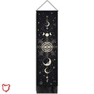 Tassel Celestial Moon Phase Tapestry 32.5X130 Cm / Black