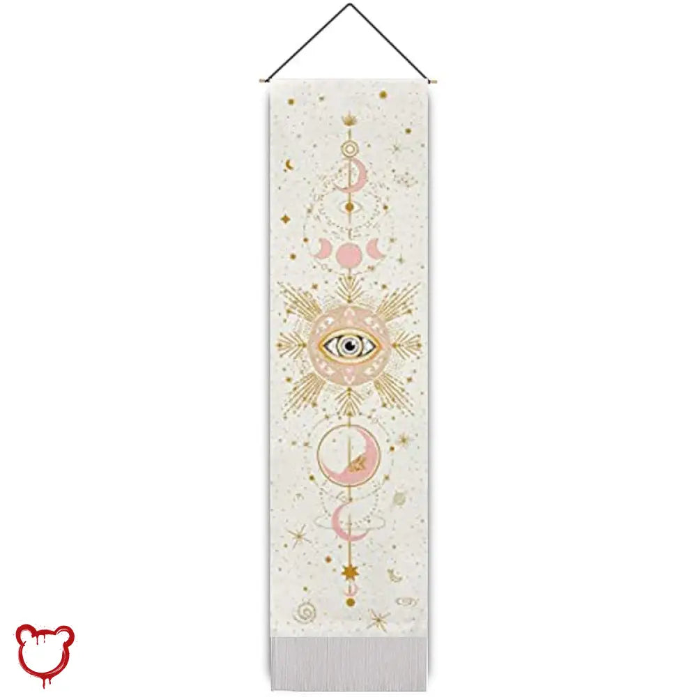 Tassel Celestial Moon Phase Tapestry 32.5X130 Cm / Cream