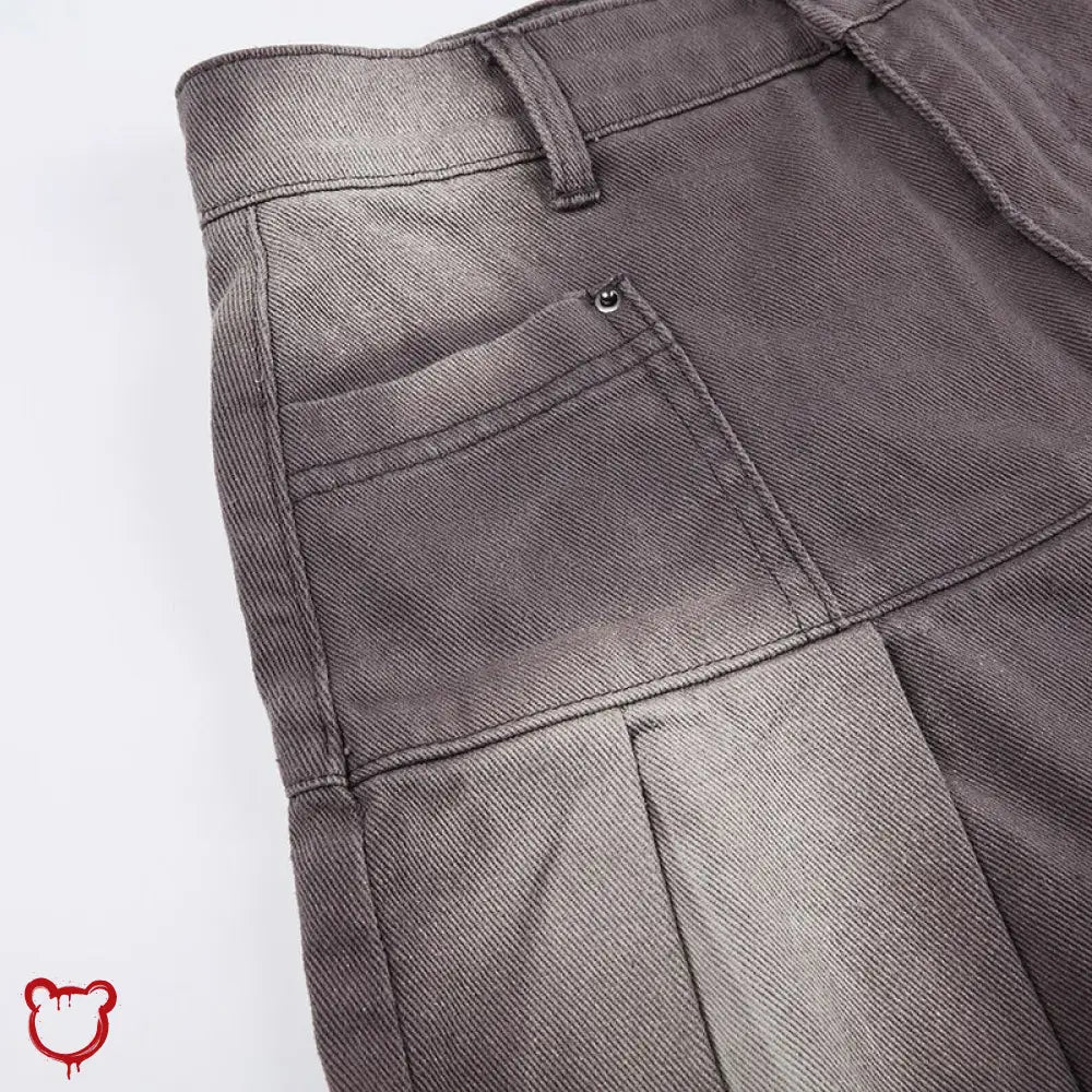 Tassel Denim Skirt: Grey/Brown, High Waist - The Cursed Closet