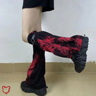 The Cursed Closet Red and Black Tie Dye Leg Warmers at $19.99 USD