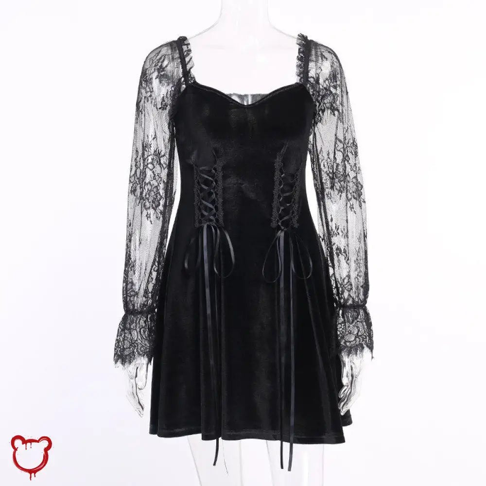 "Velvet Grunge Long Sleeve Dress" - The Cursed Closet