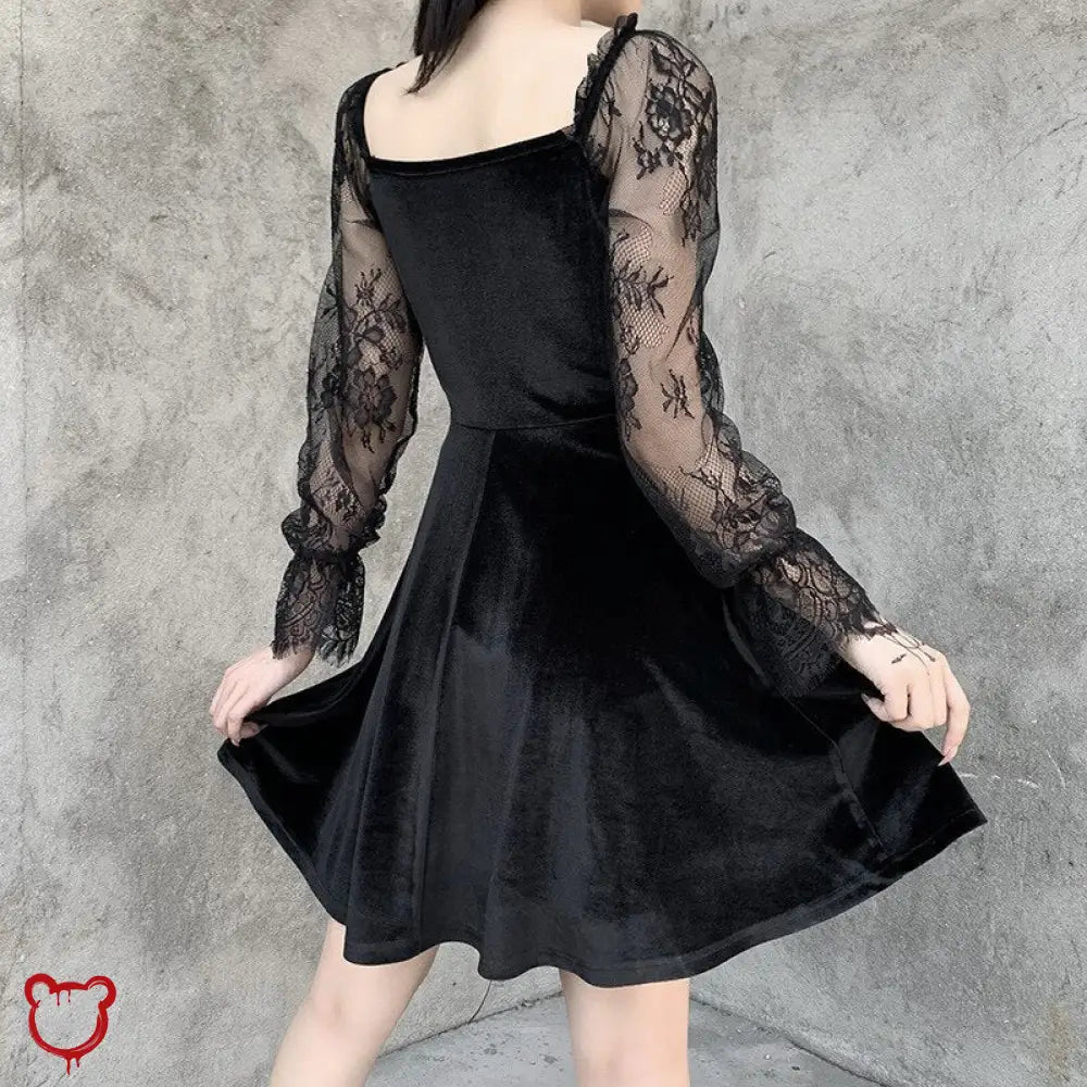 "Velvet Grunge Long Sleeve Dress" - The Cursed Closet