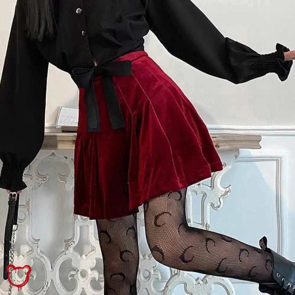 Velvet Pleated Mini Skirt - The Cursed Closet