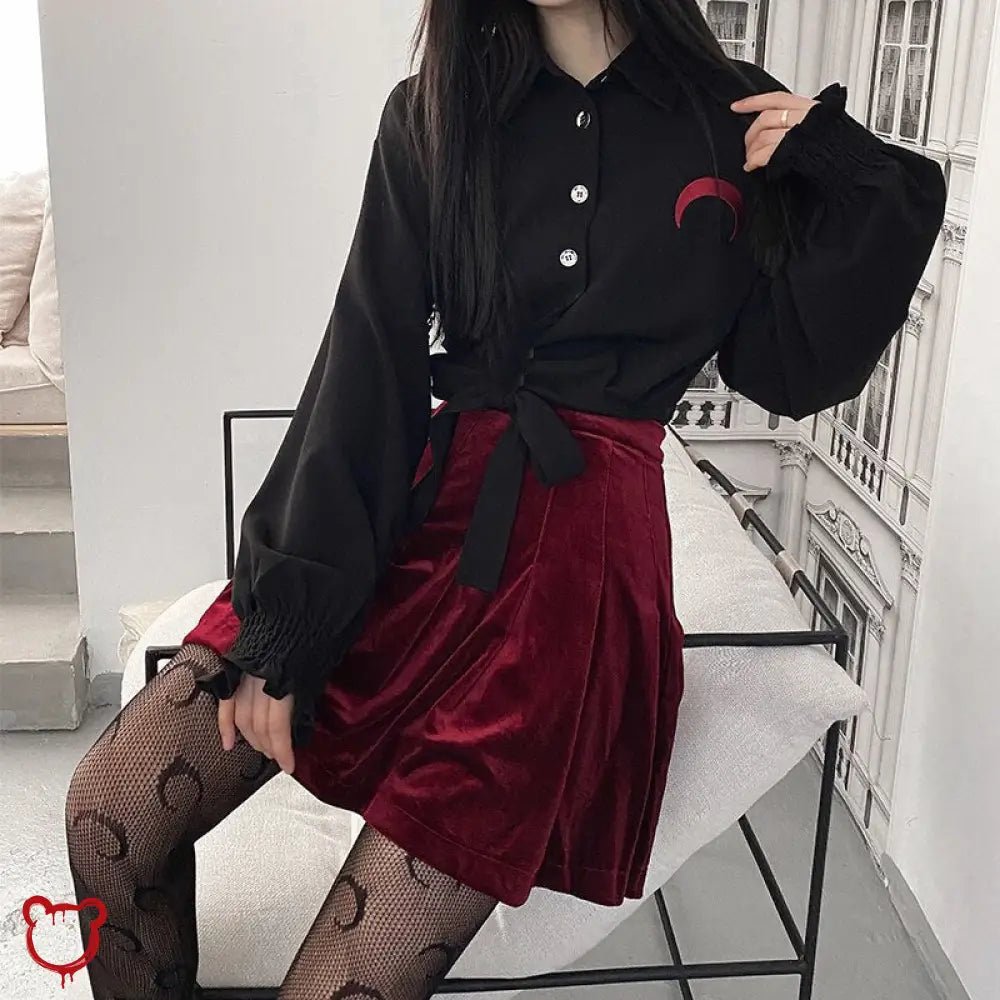 Velvet Pleated Mini Skirt - The Cursed Closet