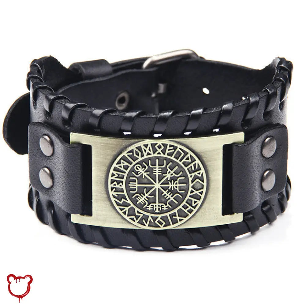Viking Leather Bracelet Black/Gold Accessories