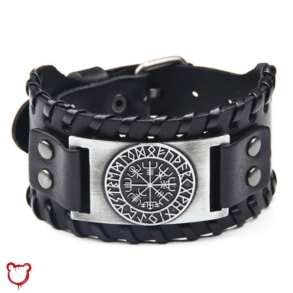 Viking Leather Bracelet Black/Silver Accessories