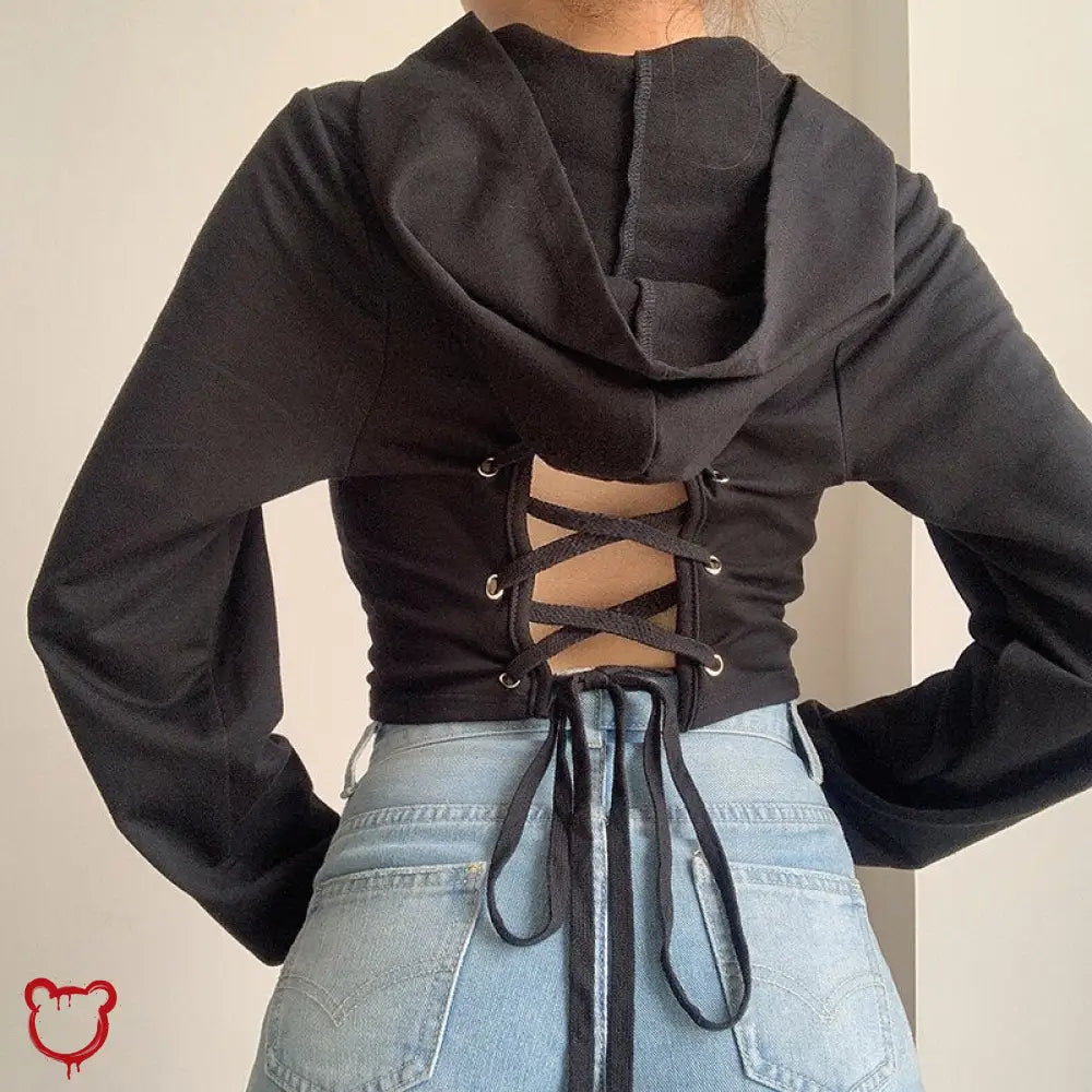 Wild Lace Up Hoodie Black / S Clothing