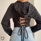 Wild Lace Up Hoodie Black / S Clothing